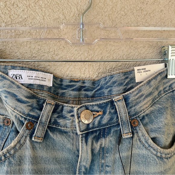 Zara Mid-Rise Full Length Wide-Leg Denim Jeans - Picture 2 of 5